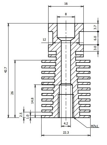 Радиатор E3D V6, под трубку Боудена, 2 цвета
