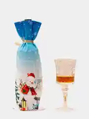 Подарочный новогодний чехол-мешок для бутылки вина