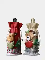 Подарочный новогодний чехол-мешок для бутылки вина