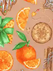 Оранжевый полотенце кухонное из рогожки "Новый год"