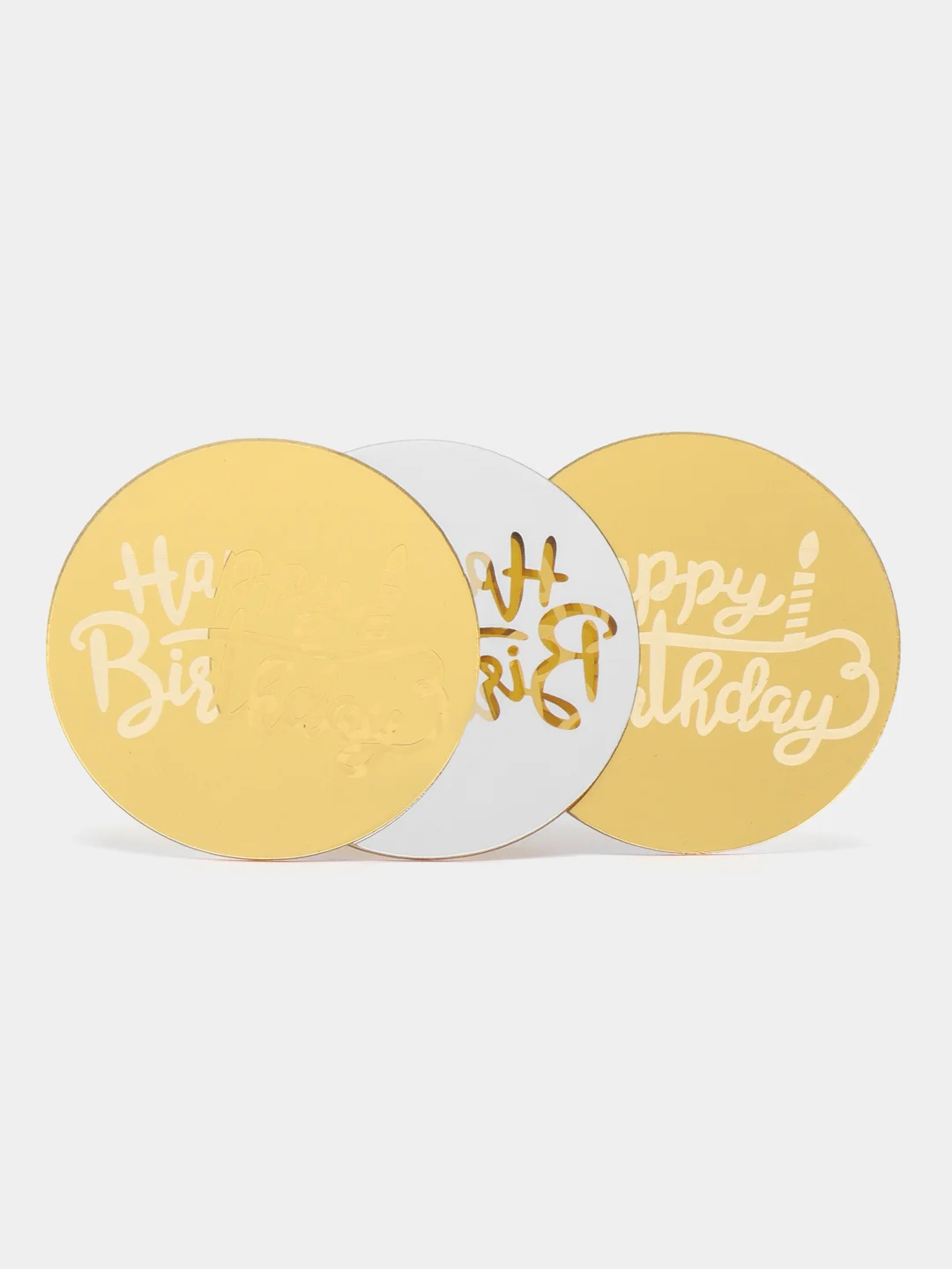 Золотой топпер медальон для украшения торта "Happy birthday"