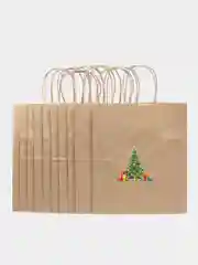 Зеленый пакет подарочный, бумажный, крафтовый, С Новым годом, 28 х 24 х 14 см