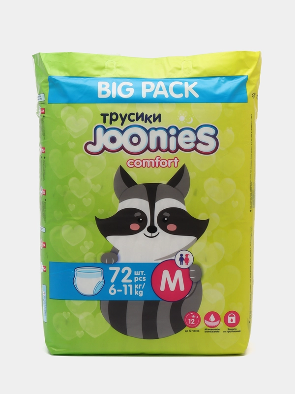 Joonies comfort трусики, Megapack, размер М, 6-11 кг, 72 штуки