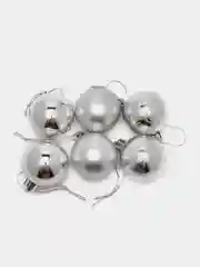 Серебряный новогодние шары 4 см, 6 шт, набор елочных игрушек с различным нанесением