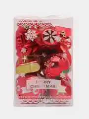 Красный набор ёлочных игрушек разной формы микс