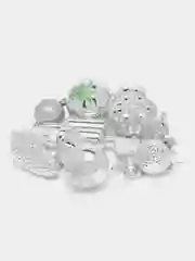 Серебряный набор ёлочных игрушек разной формы микс