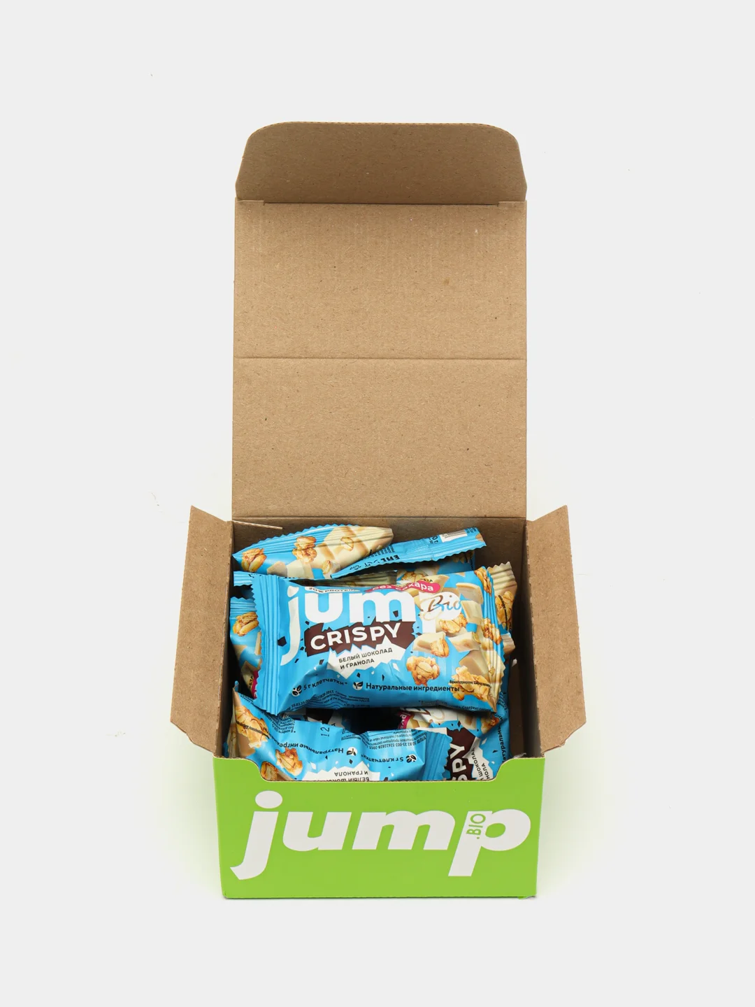 Голубой протеиновые шоколадные конфеты JUMP BIO CRISPY, без сахара, 8 штук, 250 г