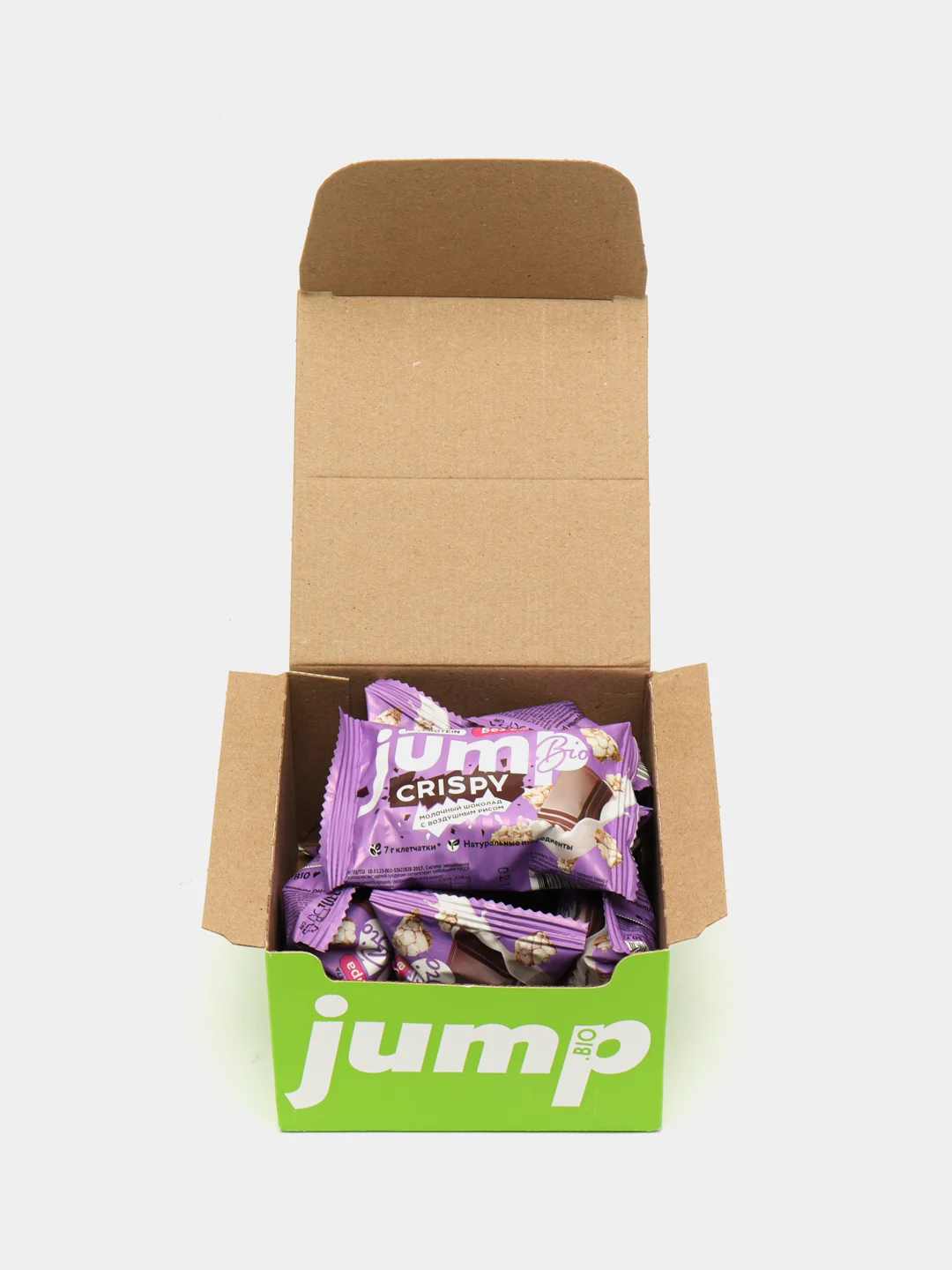 Сиреневый протеиновые шоколадные конфеты JUMP BIO CRISPY, без сахара, 8 штук, 250 г