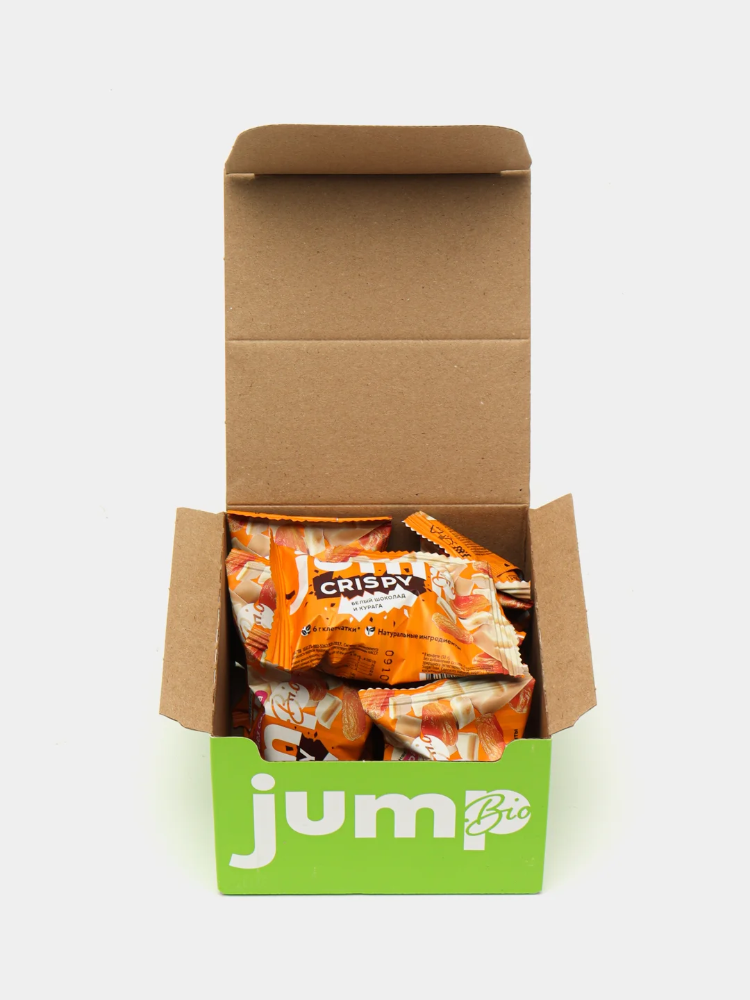 Зеленый протеиновые шоколадные конфеты JUMP BIO CRISPY, без сахара, 8 штук, 250 г
