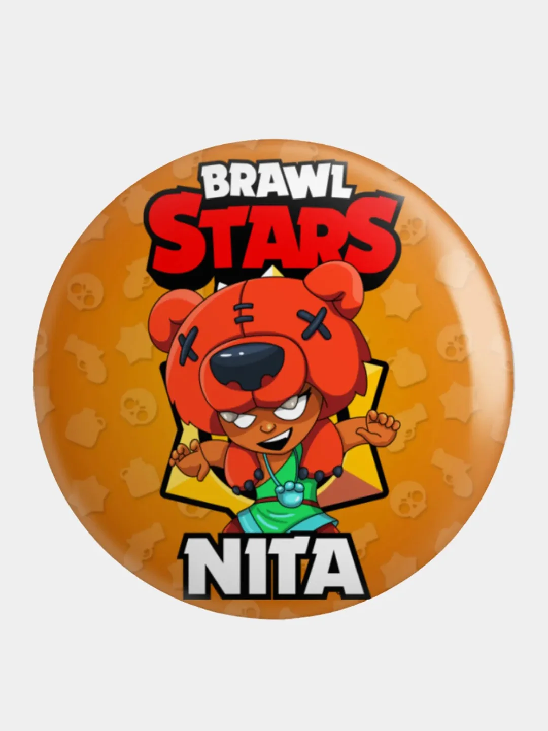 Зеленый значок, пин на одежду "Brawl Stars", 37 мм., круглый, металлический