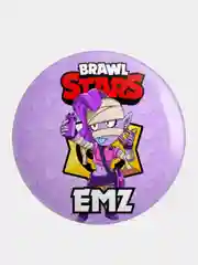 Красный значок, пин на одежду "Brawl Stars", 37 мм., круглый, металлический