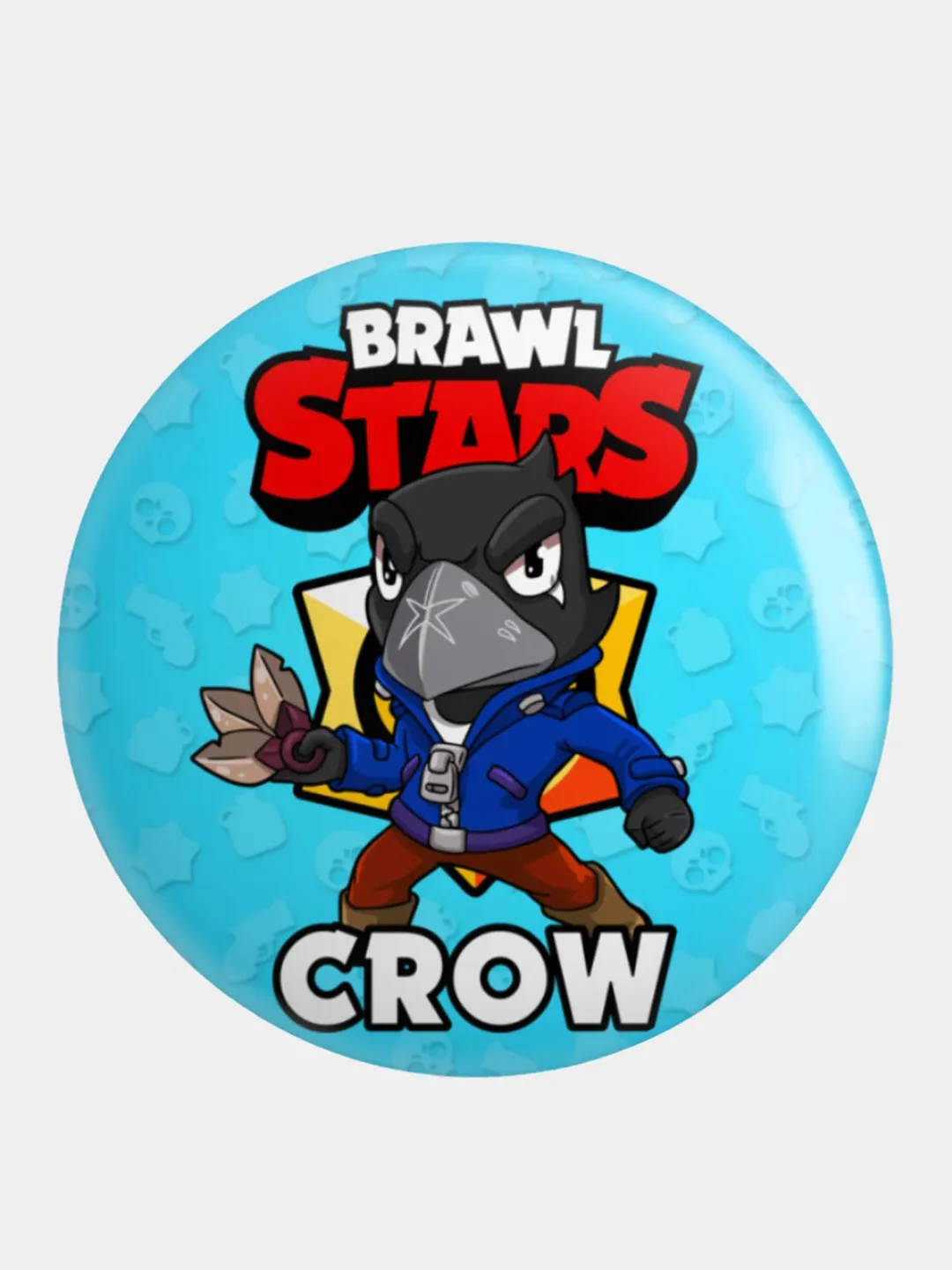 Кремовый значок, пин на одежду "Brawl Stars", 37 мм., круглый, металлический