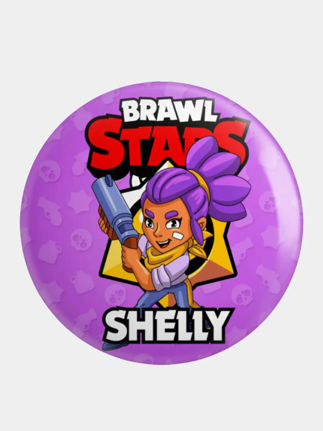 Лавандовый значок, пин на одежду "Brawl Stars", 37 мм., круглый, металлический
