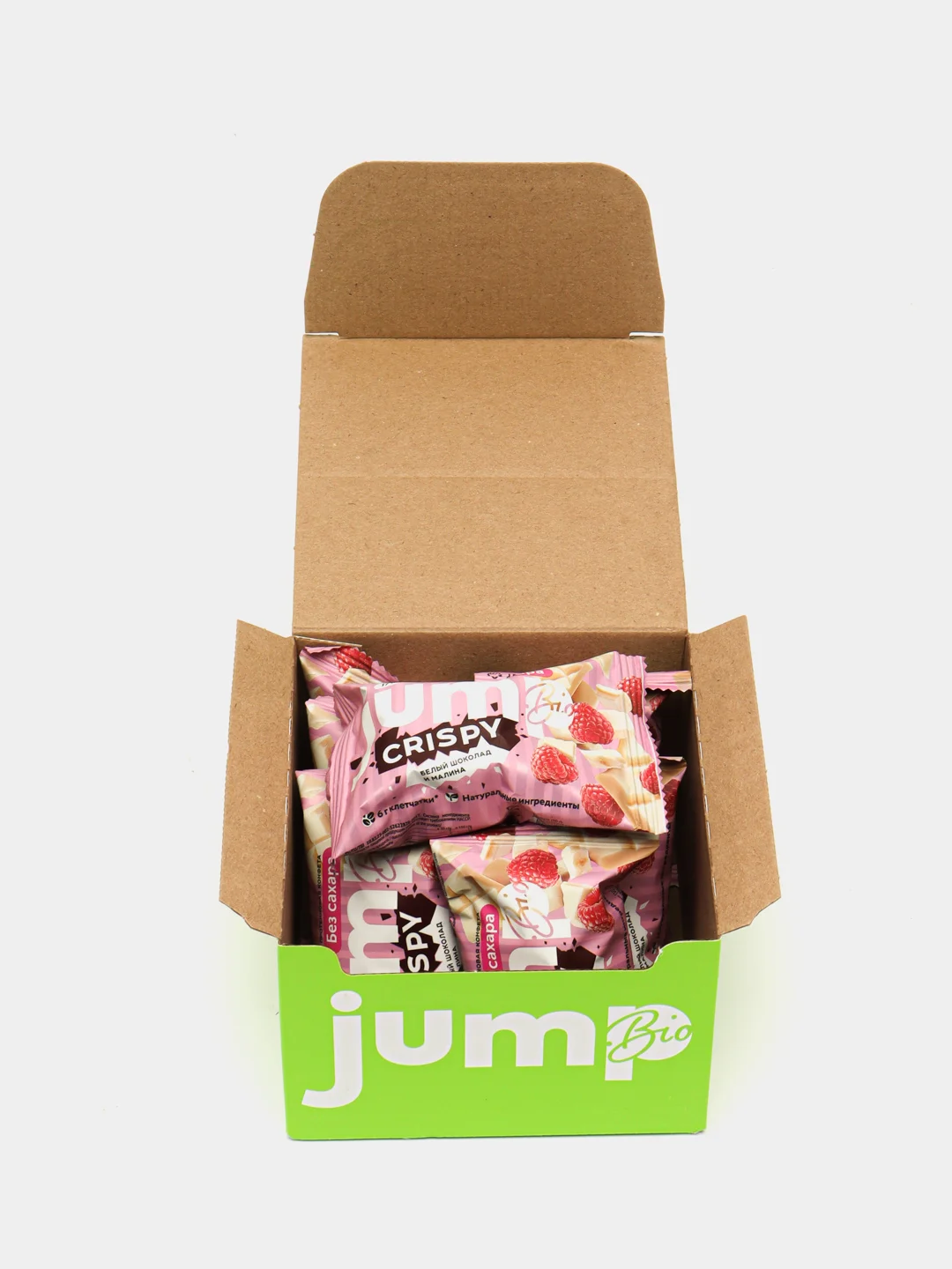 Розовый протеиновые шоколадные конфеты JUMP BIO CRISPY, без сахара, 8 штук, 250 г