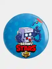 Молочный значок, пин на одежду "Brawl Stars", 37 мм., круглый, металлический