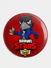 Мятный значок, пин на одежду "Brawl Stars", 37 мм., круглый, металлический
