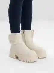 Бежевый ботинки женские зимние, с мехом