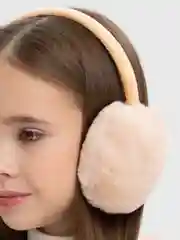 Бежевый складные наушники утепленные / наушники зимние / тёплые наушники
