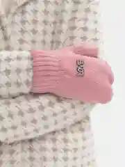 Коралловый меланж варежки детские, двойные, шерсть, 15 р, 7-8 лет