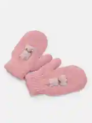 Пастельно-коралловый варежки детские, двойные, шерсть, 15 р, 7-8 лет