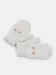 Серебряный варежки детские, двойные, шерсть, 15 р, 7-8 лет