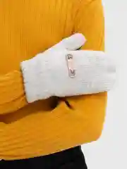 Серебряный варежки детские, двойные, шерсть, 15 р, 7-8 лет