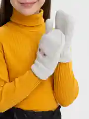 Серебряный варежки детские, двойные, шерсть, 15 р, 7-8 лет