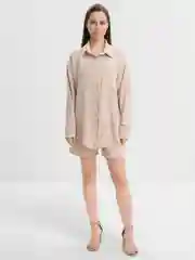 Бежевый костюм женский, рубашка и шорты