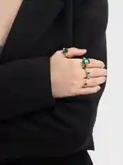 Зеленый кольца женские,Набор из 4 колец