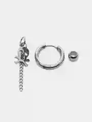 Серебряный сережка-кольцо из нержавеющей стали с крестом и черепом, мужская серьга, женская моно-серьга