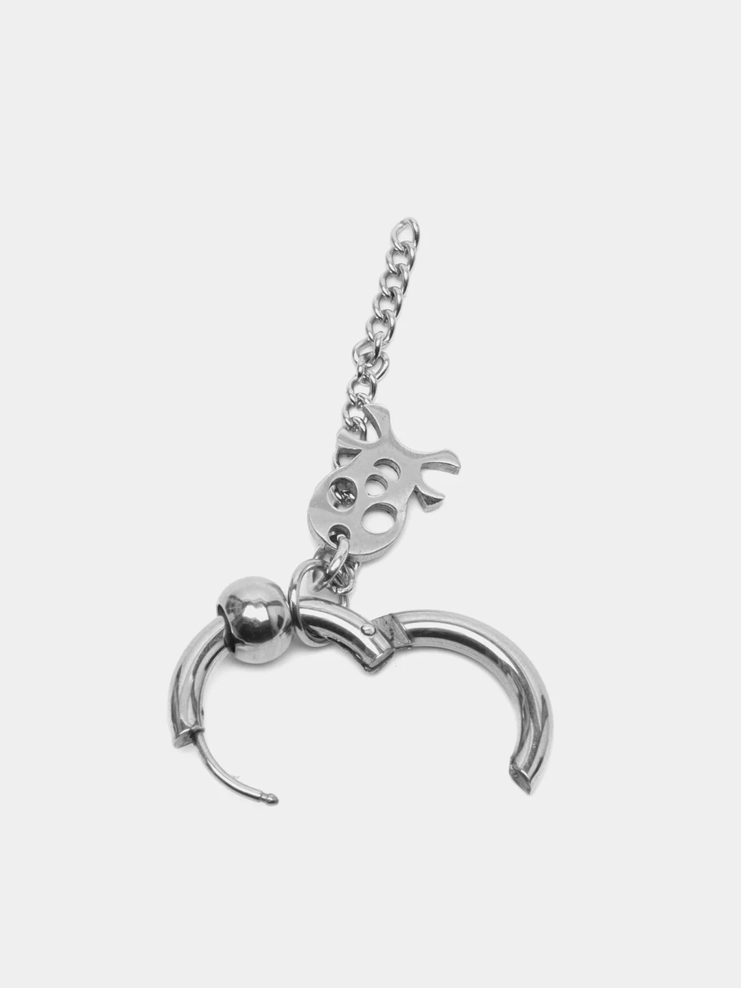 Серебряный сережка-кольцо из нержавеющей стали с крестом и черепом, мужская серьга, женская моно-серьга