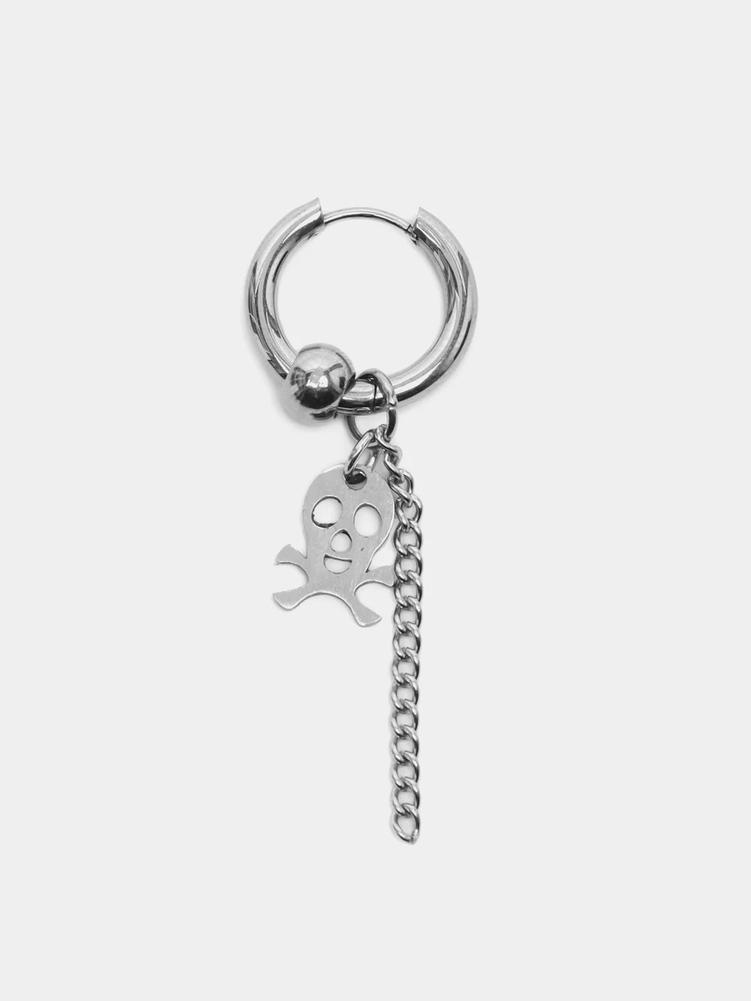 Серебряный сережка-кольцо из нержавеющей стали с крестом и черепом, мужская серьга, женская моно-серьга