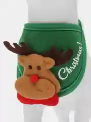 Зеленый новогодний костюм для кошек и собак, шапка и слюнявчик