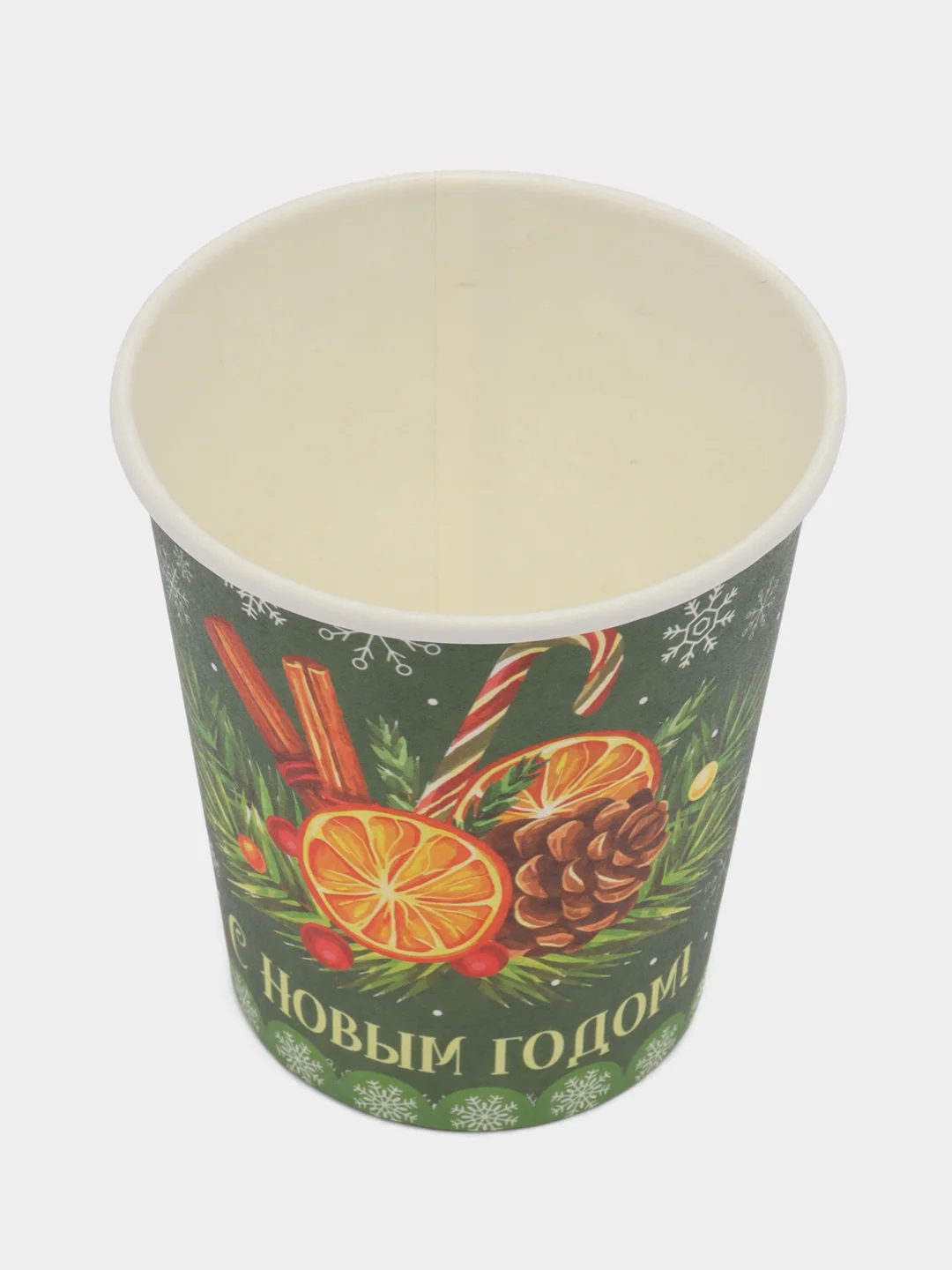 Лесной зеленый стакан бумажный "Новый год", 0,2 л