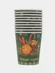 Лесной зеленый стакан бумажный "Новый год", 0,2 л