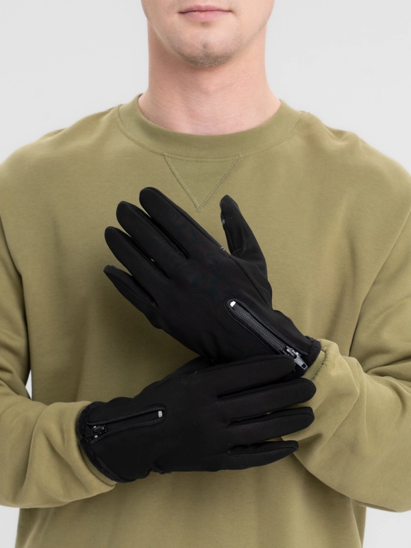 Осенне-зимние универсальные флисовые теплые перчатки c touch screen на молнии, L, XL, XXL