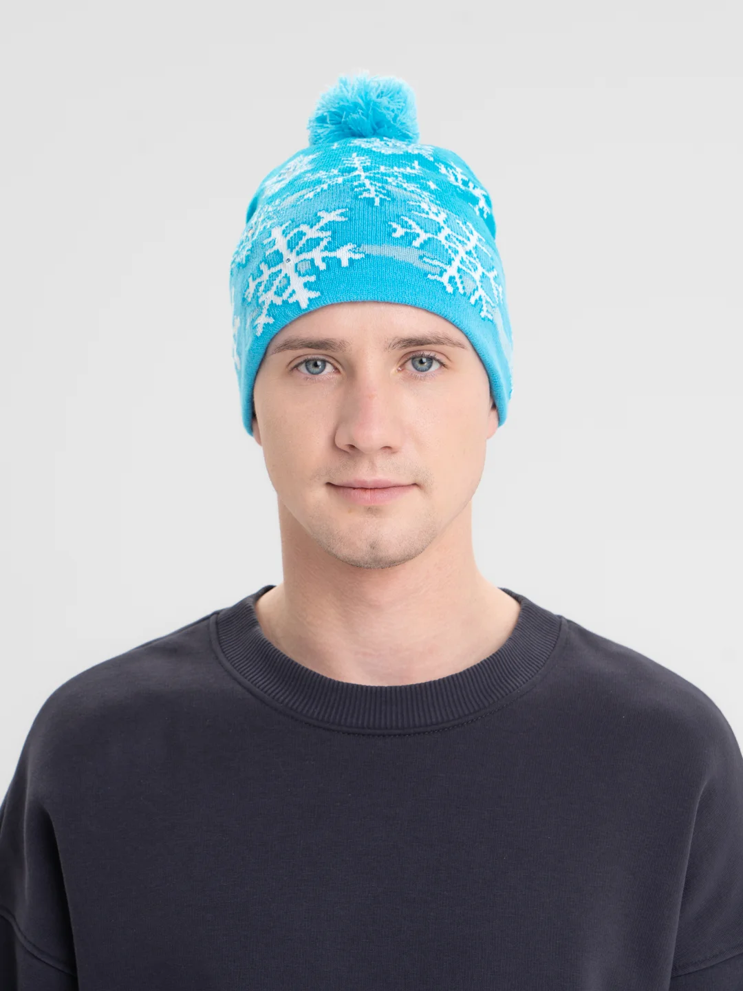 Лазурный шапка-бини новогодняя Cristam Hat, со светодиодной подсветкой