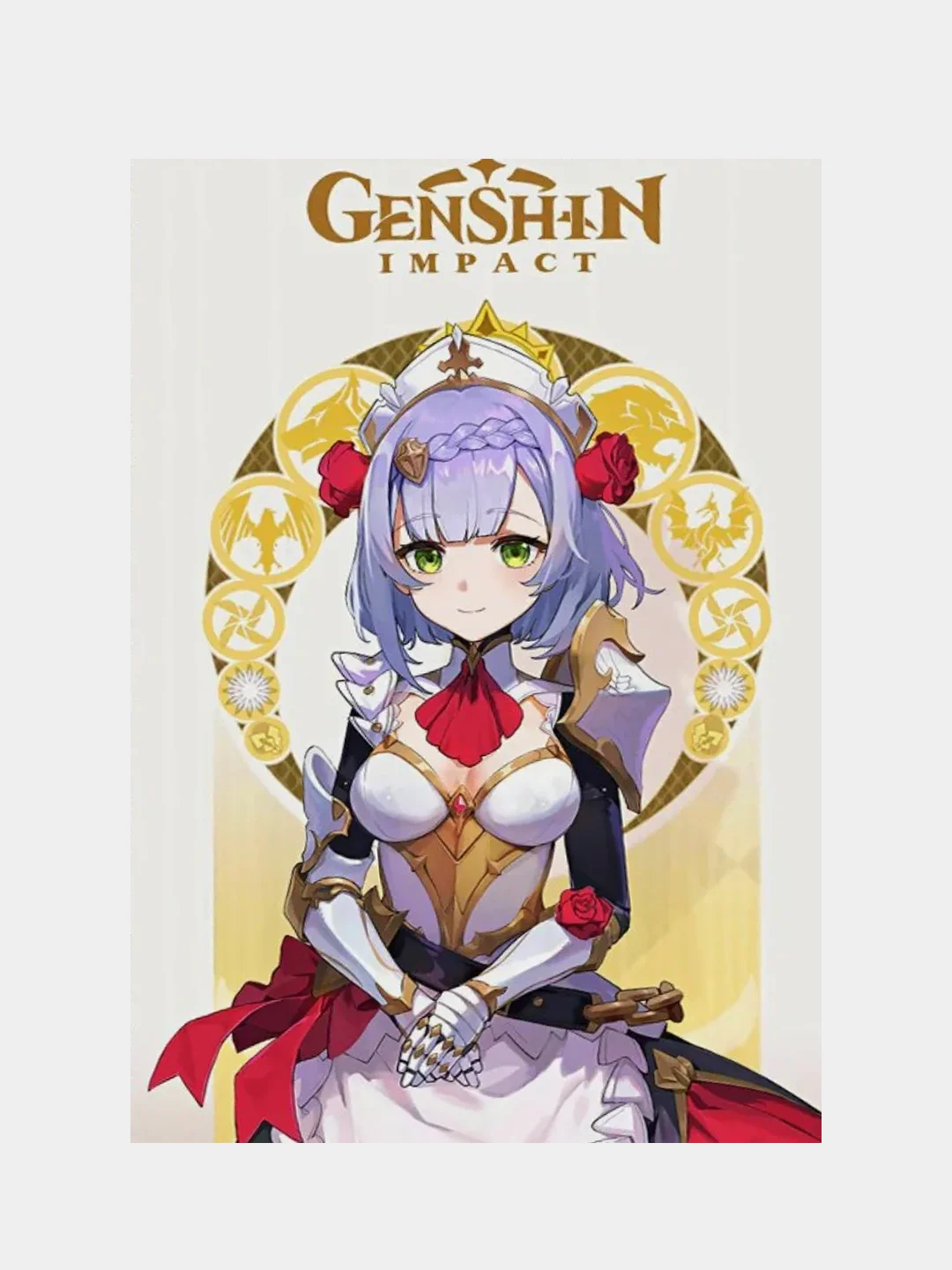 Белый плакат Genshin Impact, Геншин импакт
