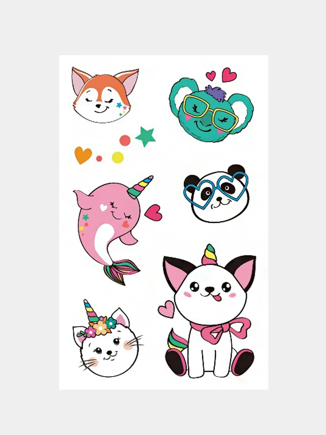 Коралловый временная переводная татуировка с котиками и корги 12х7,5 см