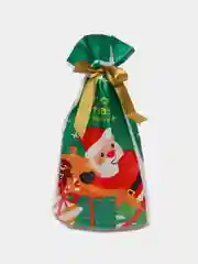 Зеленый подарочный пакет мешок новогодний, пакетик для сладостей, 15*23 см, с завязками, 1 шт