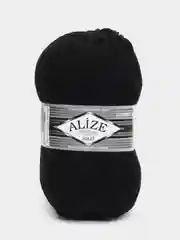 Черный пряжа Alize Superlana Maxi, 100 г, 75% акрил, 25% шерсть