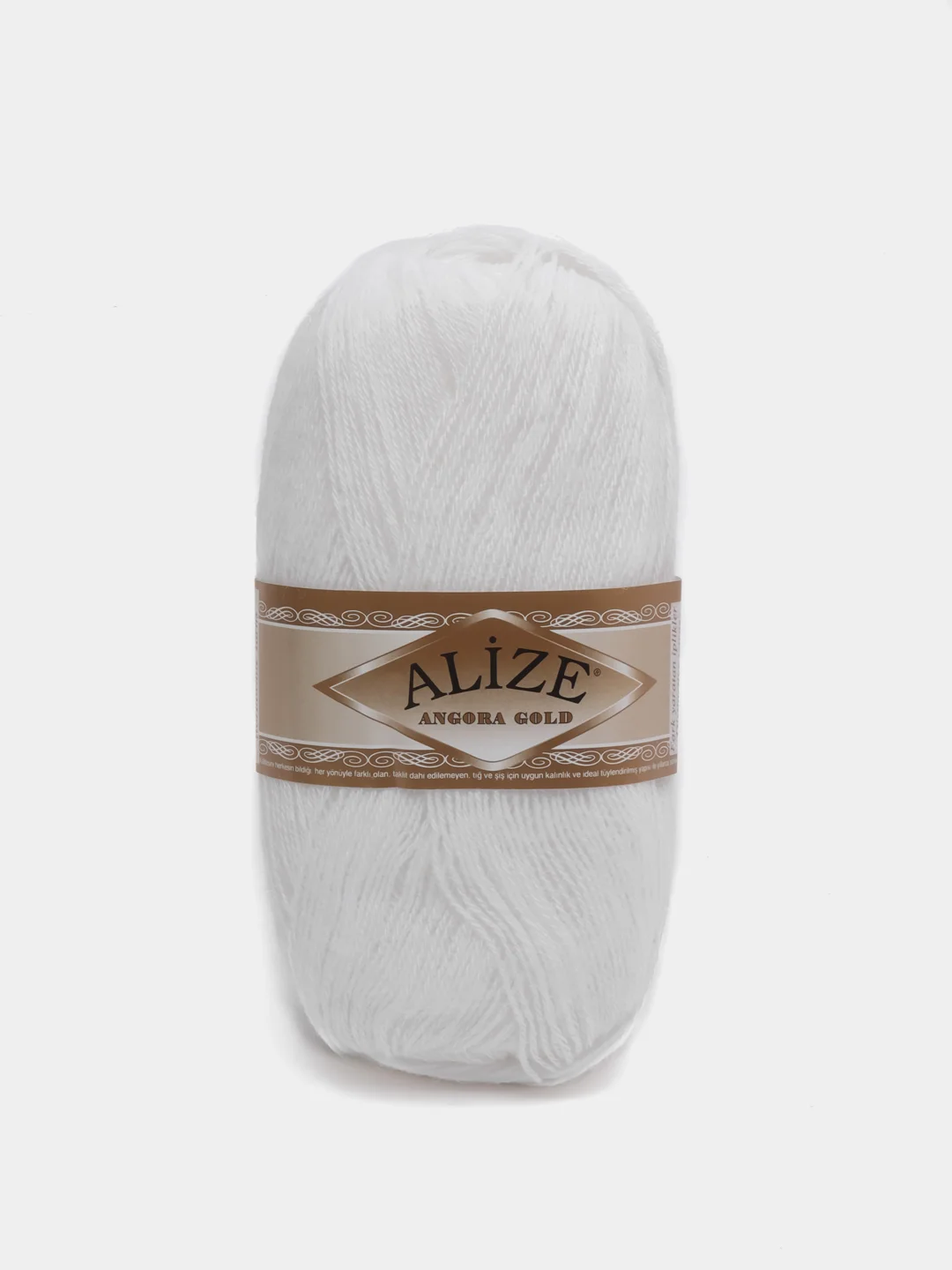 Белый пряжа Alize Angora Gold, 20% шерсть, 80% акрил, 100 г, 550 м, часть 2