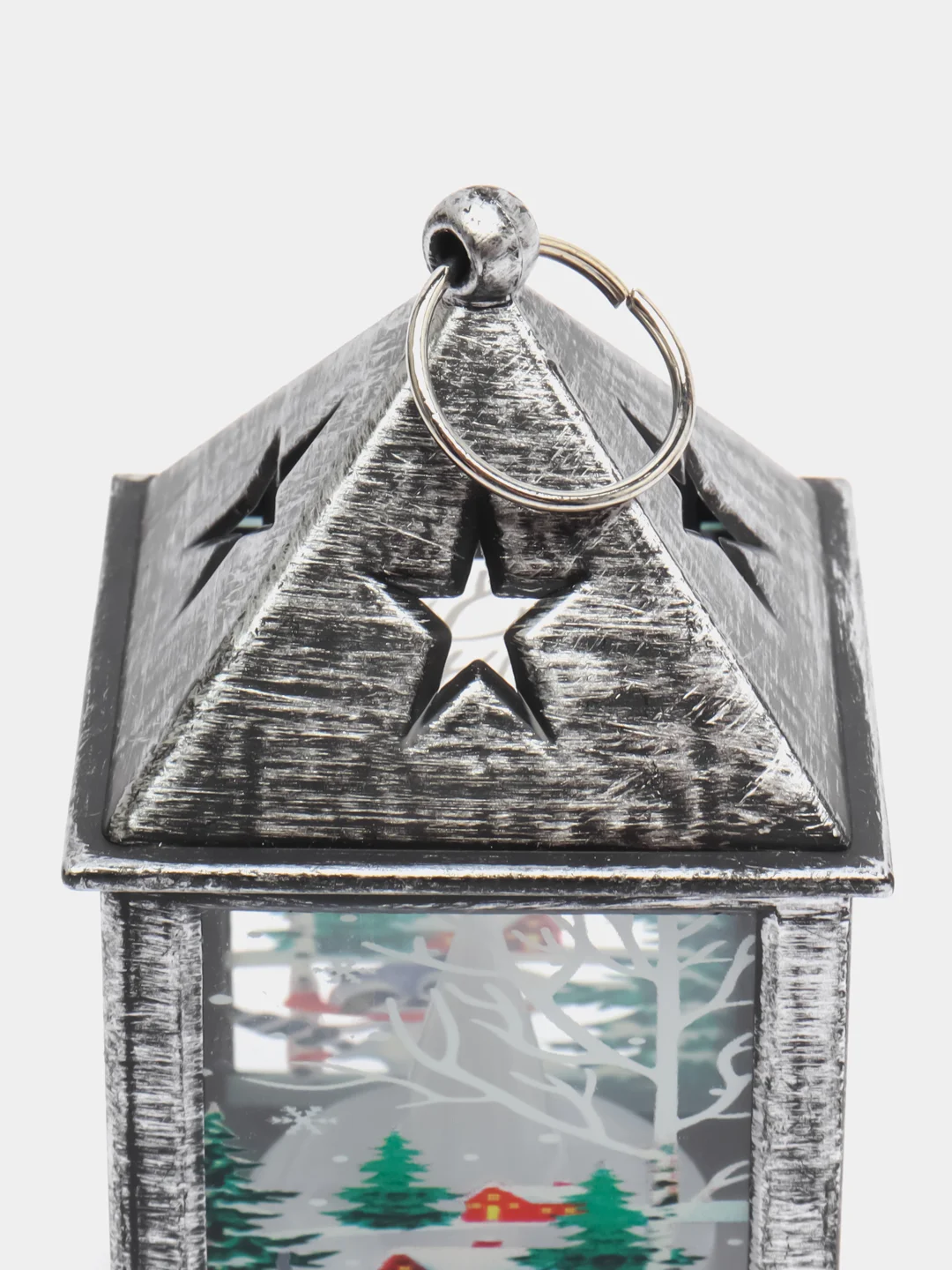 Серебряный новогодний фонарик, светодиодный