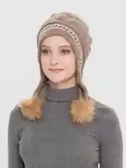 Песочный хаки шапка женская подрастковая детская вязаная