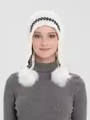 Белый шапка женская подрастковая детская вязаная