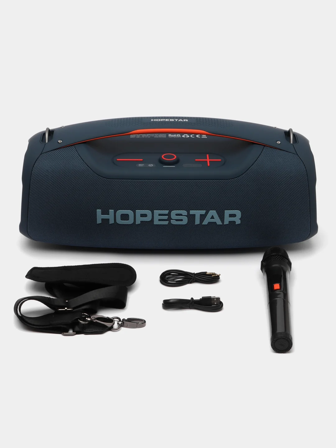 Синий колонка Bluetooth Hopestar A60 с 5 динамиками, мощностью 100W, с микрофоном