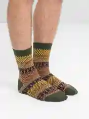 Оливковый носки шерстяные, новогодние, зимние, мужские