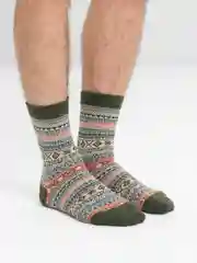 Зеленый носки шерстяные, новогодние, зимние, мужские