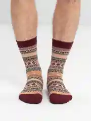 Багровый носки шерстяные, новогодние, зимние, мужские