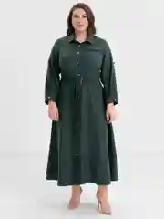 Тёмно-зелёный платье женское, большие размеры, платье повседневное, вельветовое платье, платье халат